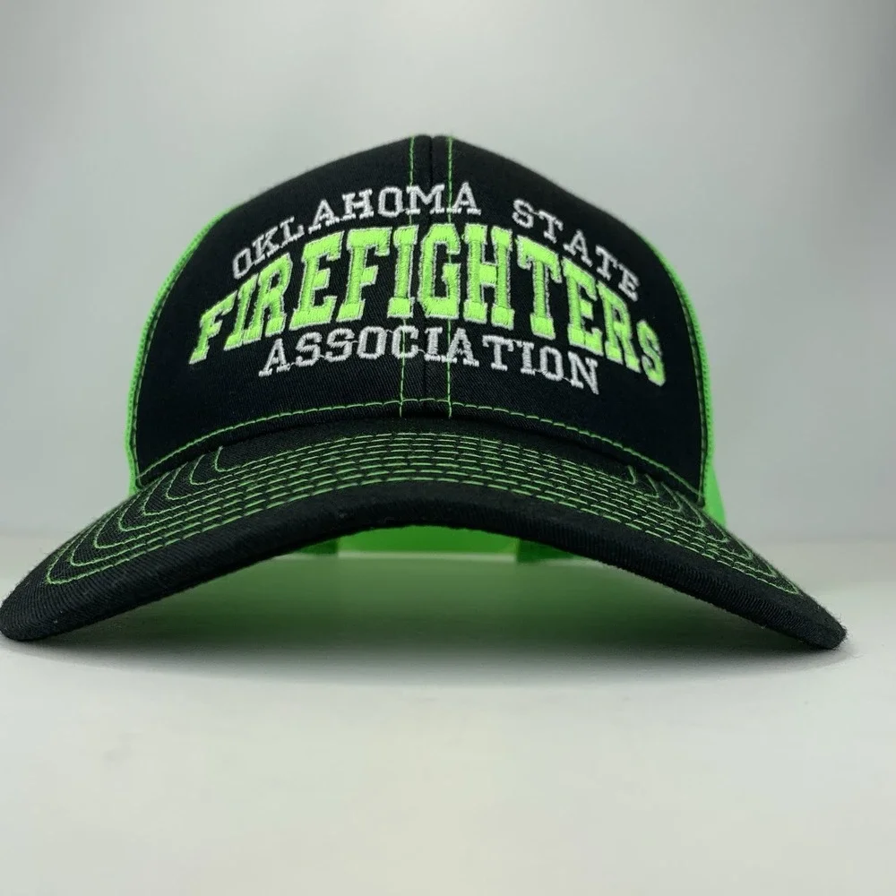 Oklahoma State Firefighters Association Hat Green Mesh Pacific 104c Snapback Cap